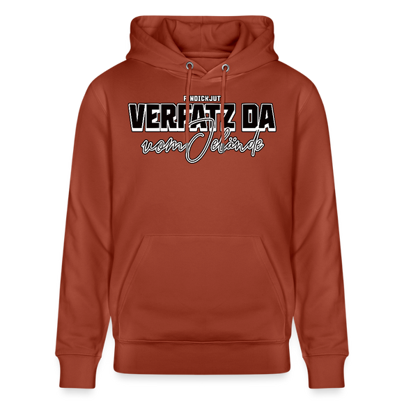 Berliner Kultspruch-VERFATZ DA VOM JELÄNDE-Unisex Bio-Hoodie - Terrakotta
