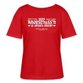 Berliner Spruch-NICH ANJESCHISSN-Rundhals Frauen Bio-T-Shirt mit echt Berliner Schnauze - Rot
