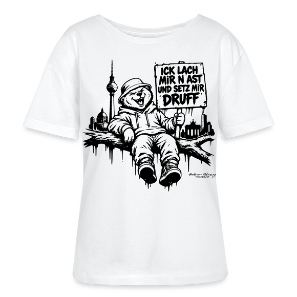ICK LACH MIR N AST-Rundhals Frauen Bio-T-Shirt mit Berliner Bär - Weiß