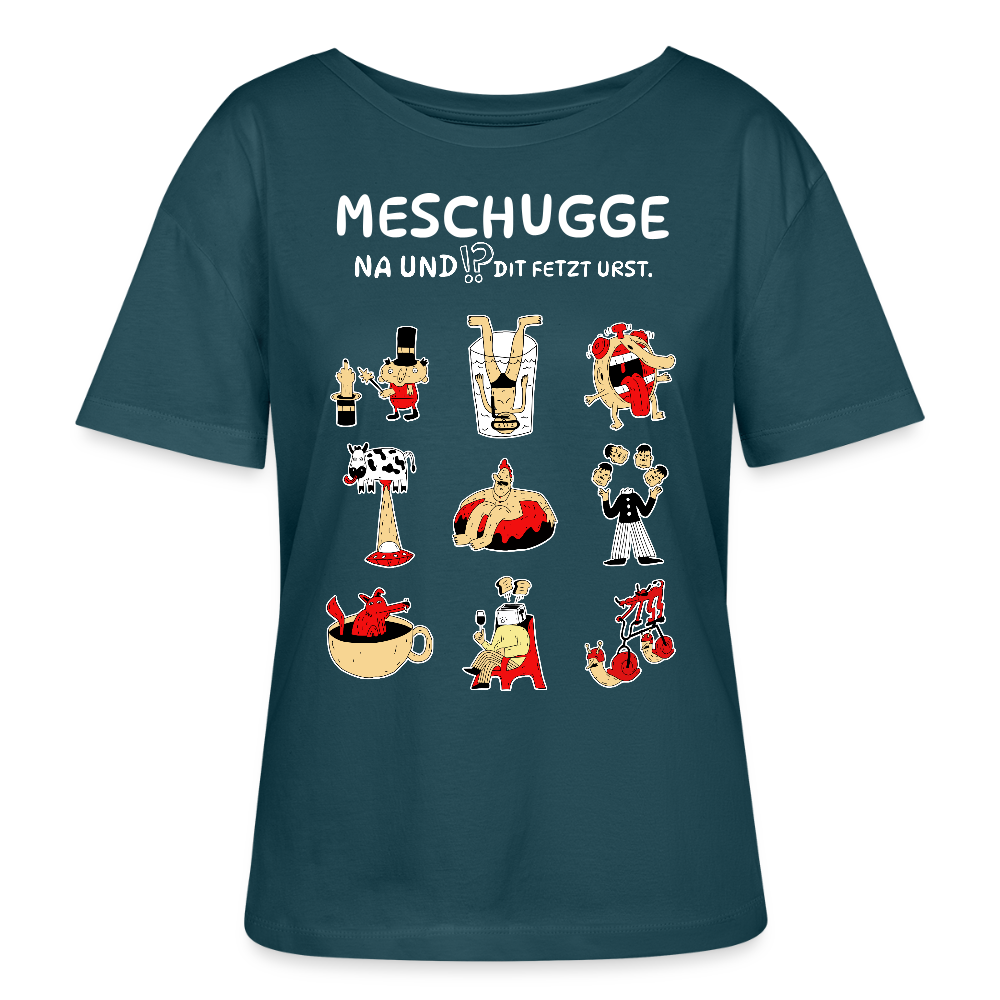 Berlin Shirt-MESCHUGGE-Rundhals Frauen Bio-T-Shirt - Dunkles Petrol
