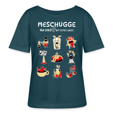 Berlin Shirt-MESCHUGGE-Rundhals Frauen Bio-T-Shirt - Dunkles Petrol