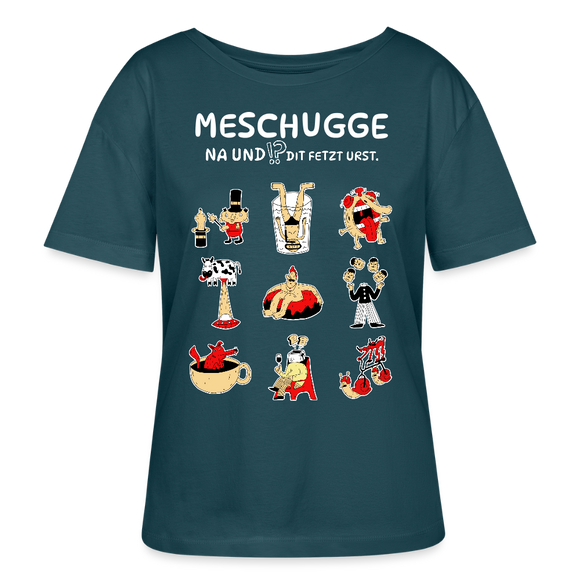 Berlin Shirt-MESCHUGGE-Rundhals Frauen Bio-T-Shirt - Dunkles Petrol