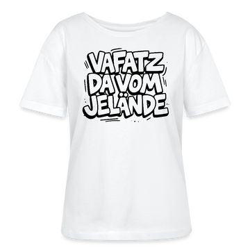 Berliner Spruch-VAFATZ DA VOM JELÄNDE-Rundhals Frauen Bio-T-Shirt-hell - Weiß
