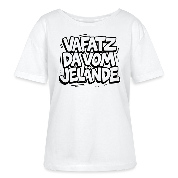 Berliner Spruch-VAFATZ DA VOM JELÄNDE-Rundhals Frauen Bio-T-Shirt-hell - Weiß