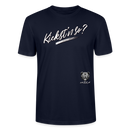 weisser Handgezeichneter Schriftzug "Kiekst'n so?" in schwungvoller Schreibschrift - typisch Berliner Spruch auf T-Shirt- Navy