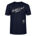 weisser Handgezeichneter Schriftzug "Kiekst'n so?" in schwungvoller Schreibschrift - typisch Berliner Spruch auf T-Shirt- Navy
