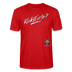 weisser Handgezeichneter Schriftzug "Kiekst'n so?" in schwungvoller Schreibschrift - typisch Berliner Spruch auf T-Shirt- Rot