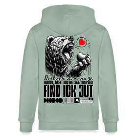 Berlin Souvenir-FIND ICK JUT-Unisex Bio-Kapuzenjacke - Helles Graugrün