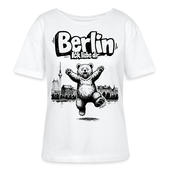 Berlin Souvenir-Rundhals Frauen Bio-T-Shirt-BERLIN ICK LIEBE DIR - Weiß