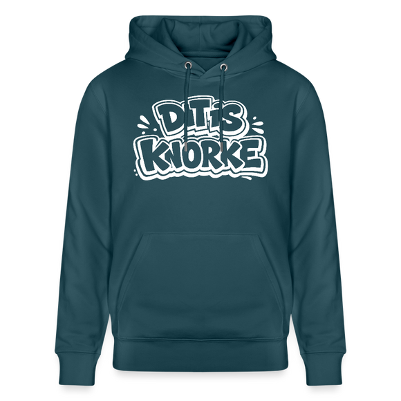 DIT IS KNORKE-Unisex Bio-Hoodie mit Berliner Spruch - Dunkles Petrol