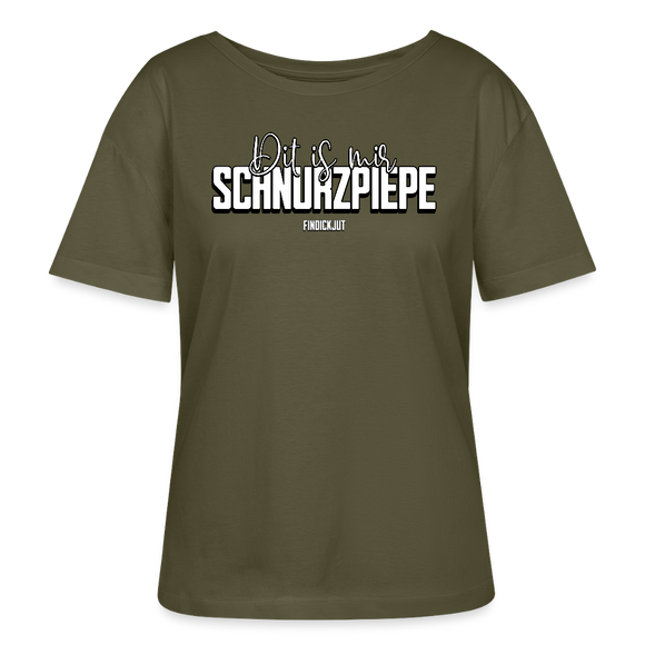 SCHNURZPIEPE-Rundhals Frauen Bio-T-Shirt - Khaki