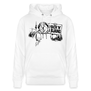 Berliner Spruch- MACH 'N ABJANG -Unisex Bio-Hoodie - Weiß
