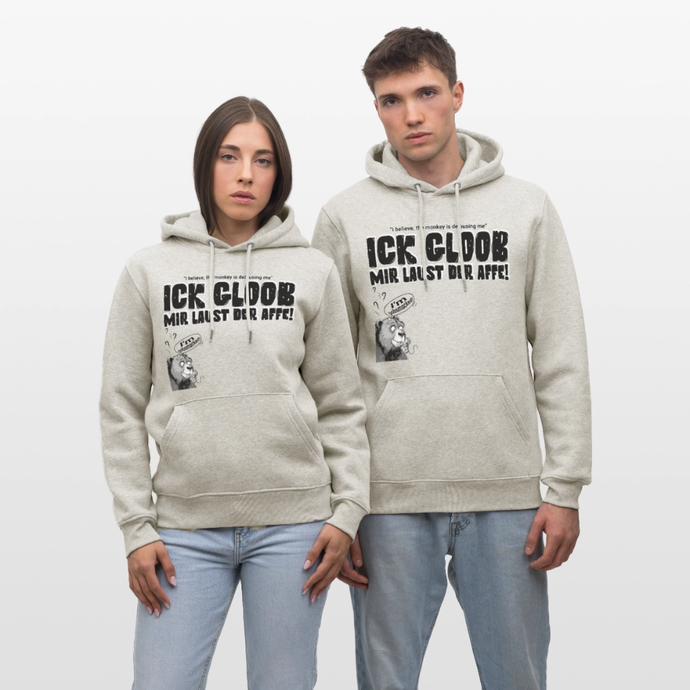 ICK GLOOB, MIR LAUST DER AFFE-Unisex Bio-Hoodie - Beige meliert