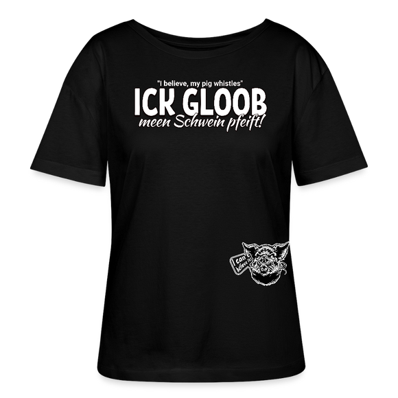 ICK GLOOB MEEN SCHWEIN PFEIFT-Rundhals Frauen Bio-T-Shirt - Schwarz