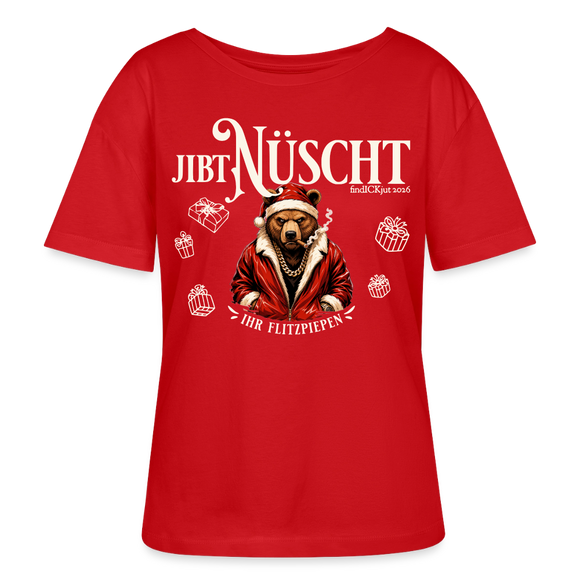 JIBT NÜSCHT-Rundhals Frauen Bio-T-Shirt-grummliger Berliner Bär - Rot