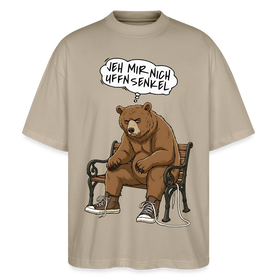 Berliner Bär und Spruch-JEH MIR NICH UFFN SENKEL-Oversized Unisex Bio T-Shirt - Steingrau