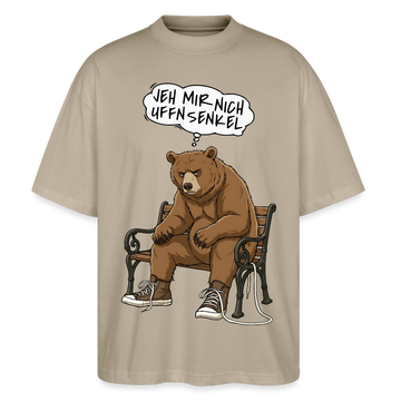 Berliner Bär und Spruch-JEH MIR NICH UFFN SENKEL-Oversized Unisex Bio T-Shirt - Steingrau