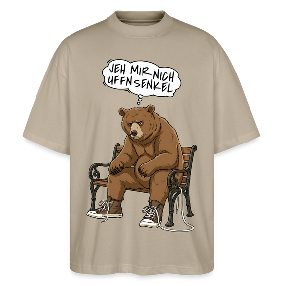 Berliner Bär und Spruch-JEH MIR NICH UFFN SENKEL-Oversized Unisex Bio T-Shirt - Steingrau