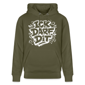 ICK DARF DIT-Unisex Bio-Hoodie mit Berliner Spruch - Khaki Grün