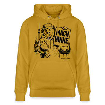 Berlin Souvenir mit Berliner Schnauze-MACH HINNE-Unisex Bio-Hoodie - Ocker