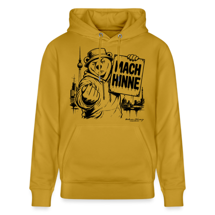 Berlin Souvenir mit Berliner Schnauze-MACH HINNE-Unisex Bio-Hoodie - Ocker