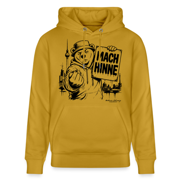 Berlin Souvenir mit Berliner Schnauze-MACH HINNE-Unisex Bio-Hoodie - Ocker