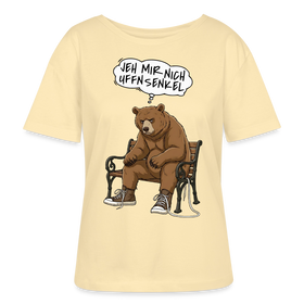 Berliner Bär Shirt-JEH MIR NICH UFFN SENKEL-Rundhals Frauen Bio-T-Shirt - Creme