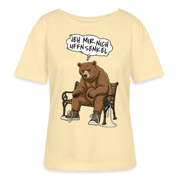 Berliner Bär Shirt-JEH MIR NICH UFFN SENKEL-Rundhals Frauen Bio-T-Shirt - Creme