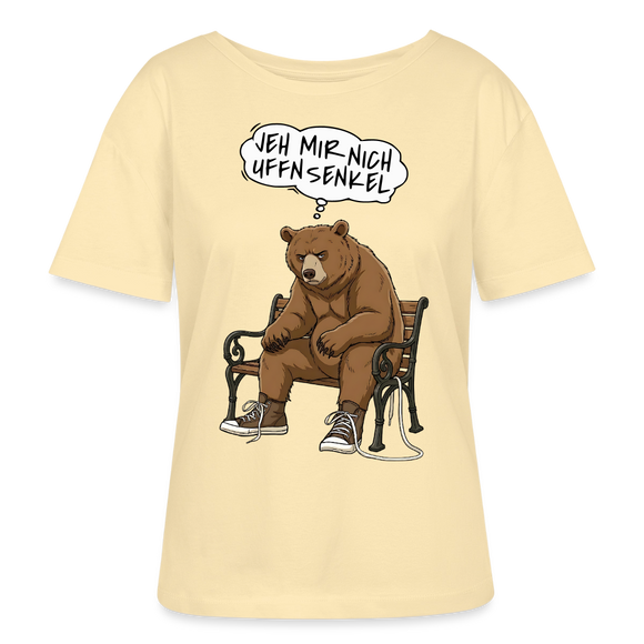 Berliner Bär Shirt-JEH MIR NICH UFFN SENKEL-Rundhals Frauen Bio-T-Shirt - Creme