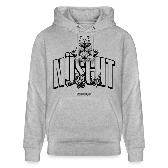 NÜSCHT MUSS ICK 2025-Unisex Bio-Hoodie mit Berliner Schnauze - Grau meliert