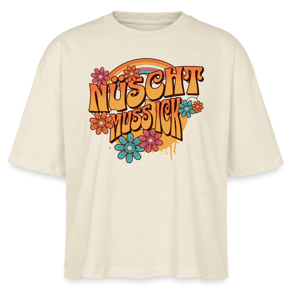 BERLINER RETRO-NÜSCHT MUSS ICK-Frauen Boxy Bio-T-Shirt - Weißgrau