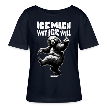 ICK MACH WAT ICK WILL-Rundhals Frauen Bio-T-Shirt|BERLINER SCHNAUZE - Navy