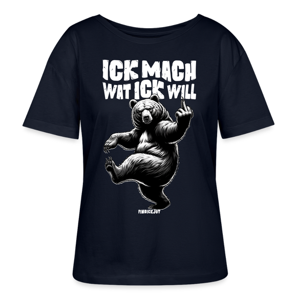 ICK MACH WAT ICK WILL-Rundhals Frauen Bio-T-Shirt|BERLINER SCHNAUZE - Navy