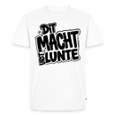 weisses Männer Premium Shirt aus Bio-Baumwolle mit schwarzem Berlinerisch-Aufdruck „DIT MACHT URST LUNTE“ (Berliner Schnauze), Größen XS bis 5XL.
​
