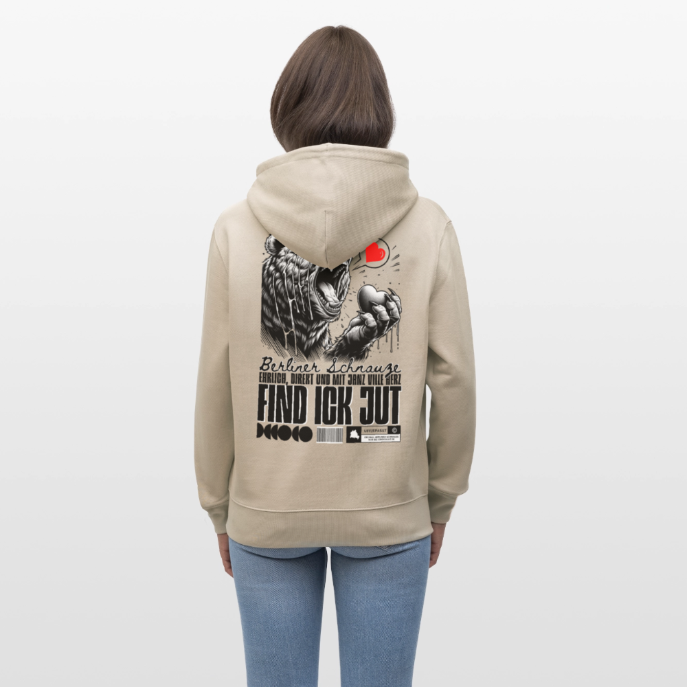 Berlin Souvenir-FIND ICK JUT-Unisex Bio-Hoodie-back - Beige
