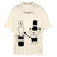 Natur farbenes Oversized Berlin Shirt mit schwarzem „OHNE WORTE“-Design, Zauberhut, ausgestrecktem Mittelfinger und kleinem Bären als Magier.