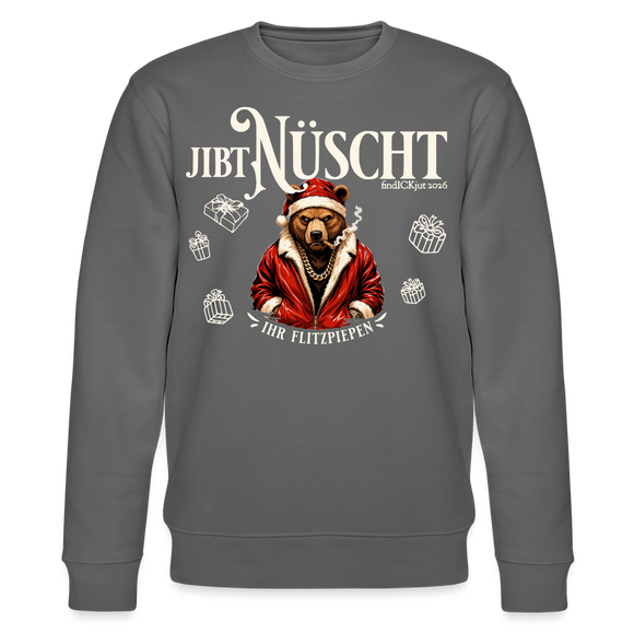 JIBT NÜSCHT-Unisex Bio-Sweatshirt-Berliner Bär Weihnachten - Anthrazit