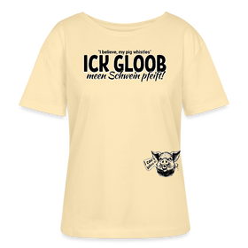 ICK GLOOB MEEN SCHWEIN PFEIFT-Rundhals Frauen Bio-T-Shirt - Creme