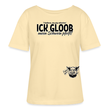 ICK GLOOB MEEN SCHWEIN PFEIFT-Rundhals Frauen Bio-T-Shirt - Creme