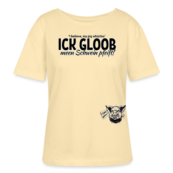 ICK GLOOB MEEN SCHWEIN PFEIFT-Rundhals Frauen Bio-T-Shirt - Creme