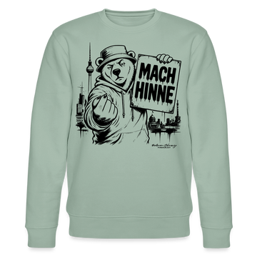 Berlin Sweatshirt mit Berliner Schnauze-MACH HINNE-Unisex Bio-Sweatshirt - Helles Graugrün