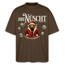 JIBT NÜSCHT-Oversized Unisex Bio T-Shirt-grummliger Bär - Dunkelbraun