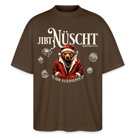 JIBT NÜSCHT-Oversized Unisex Bio T-Shirt-grummliger Bär - Dunkelbraun