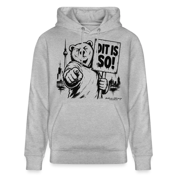Berlin Souvenir Hoodie -DIT IS SO! – Unisex Bio-Hoodie mit Berliner Bär - Grau meliert