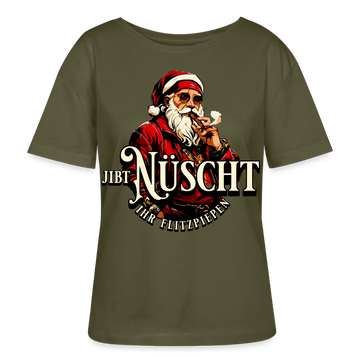Weihnachten in Berlin-JIBT NÜSCHT IHR FLITZPIEPEN-Relaxed Rundhals Frauen Bio-T-Shirt - Khaki