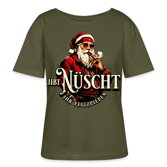 Weihnachten in Berlin-JIBT NÜSCHT IHR FLITZPIEPEN-Relaxed Rundhals Frauen Bio-T-Shirt - Khaki