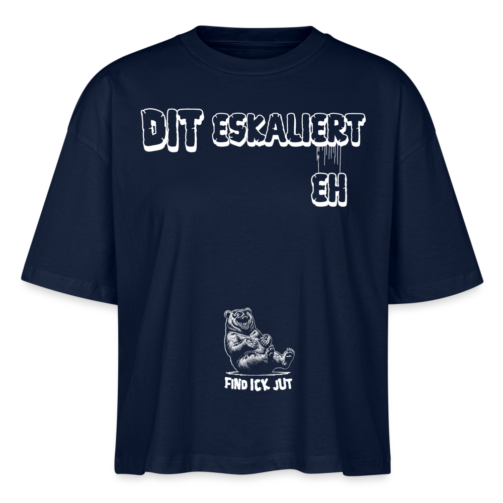 DIT ESKALIERT EH-Frauen Boxy Bio-T-Shirt - Navy