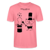 leichtes Unisex Berlin T-Shirt „OHNE WORTE“ mit schwarzem Berliner Schnauze Motiv, Zauberhut, erhobenem Mittelfinger und kleinem Bären im Magier-Look. - Pink 