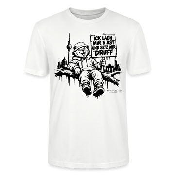 ICK LACH MIR N AST - Schmal geschnittenes Bio-Unisex-T-Shirt mit Berliner Bär - Weiß