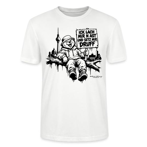 ICK LACH MIR N AST - Schmal geschnittenes Bio-Unisex-T-Shirt mit Berliner Bär - Weiß